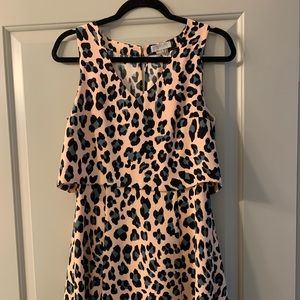 Cheetah print mini dress with open back detail